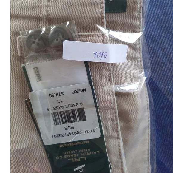 Lauren Ralph Lauren Biltmore Chino Pants Cream Cotton Khaki Wide Leg 12 NEW SEE - Picture 10 of 10